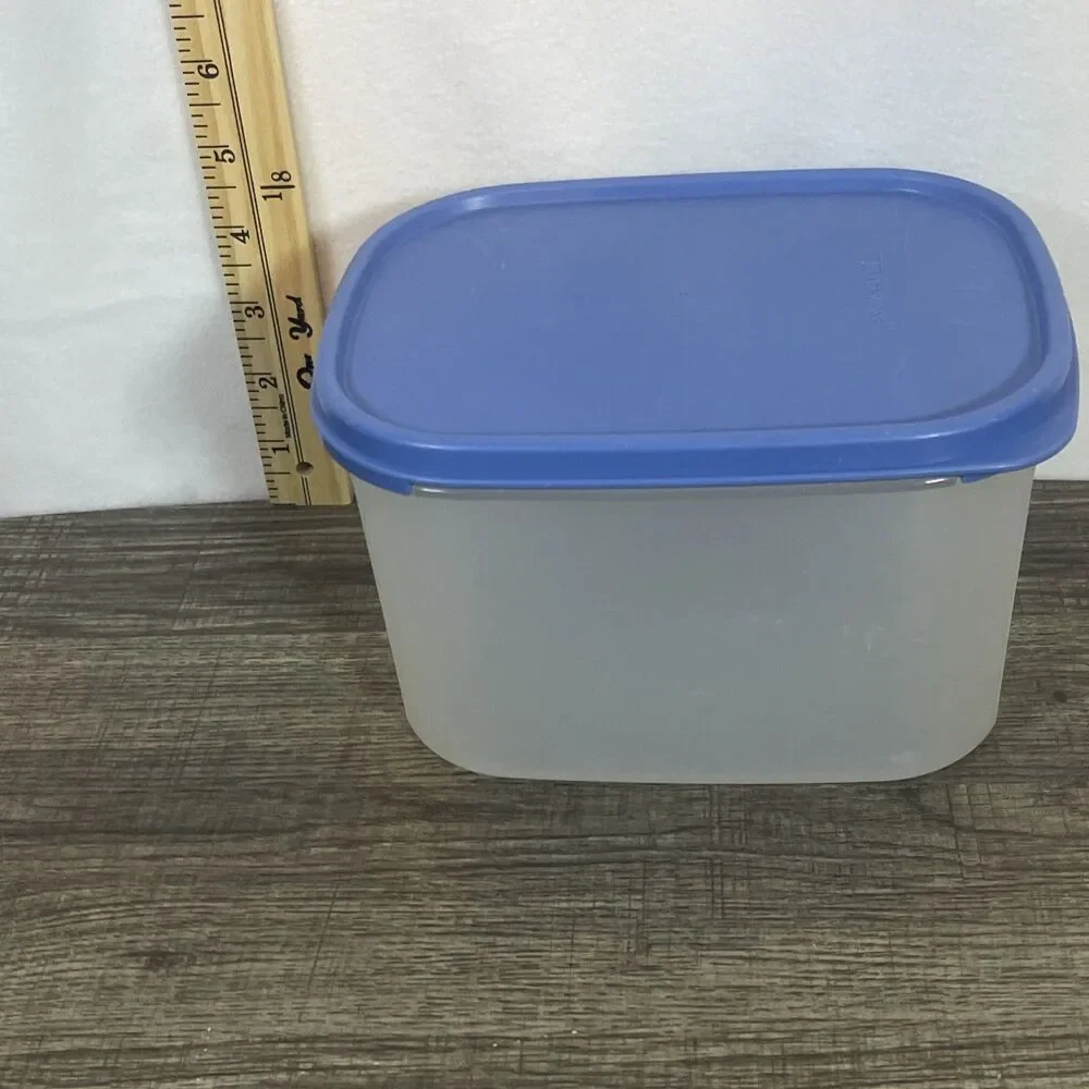 Vintage Tupperware Container Rectangle MADE IN USA 1792-2 & 1793-3 Blue Seal Lid